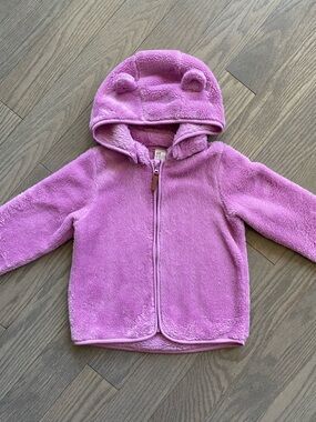 H&M Lilac Plush Hooded Teddy Zip-Up Jacket